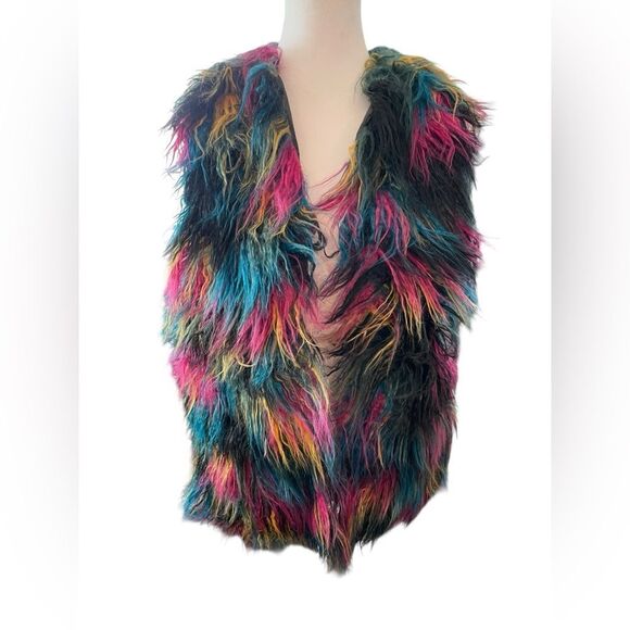 INC International Concepts Multicolor Faux Fur Vest - Picture 2 of 5